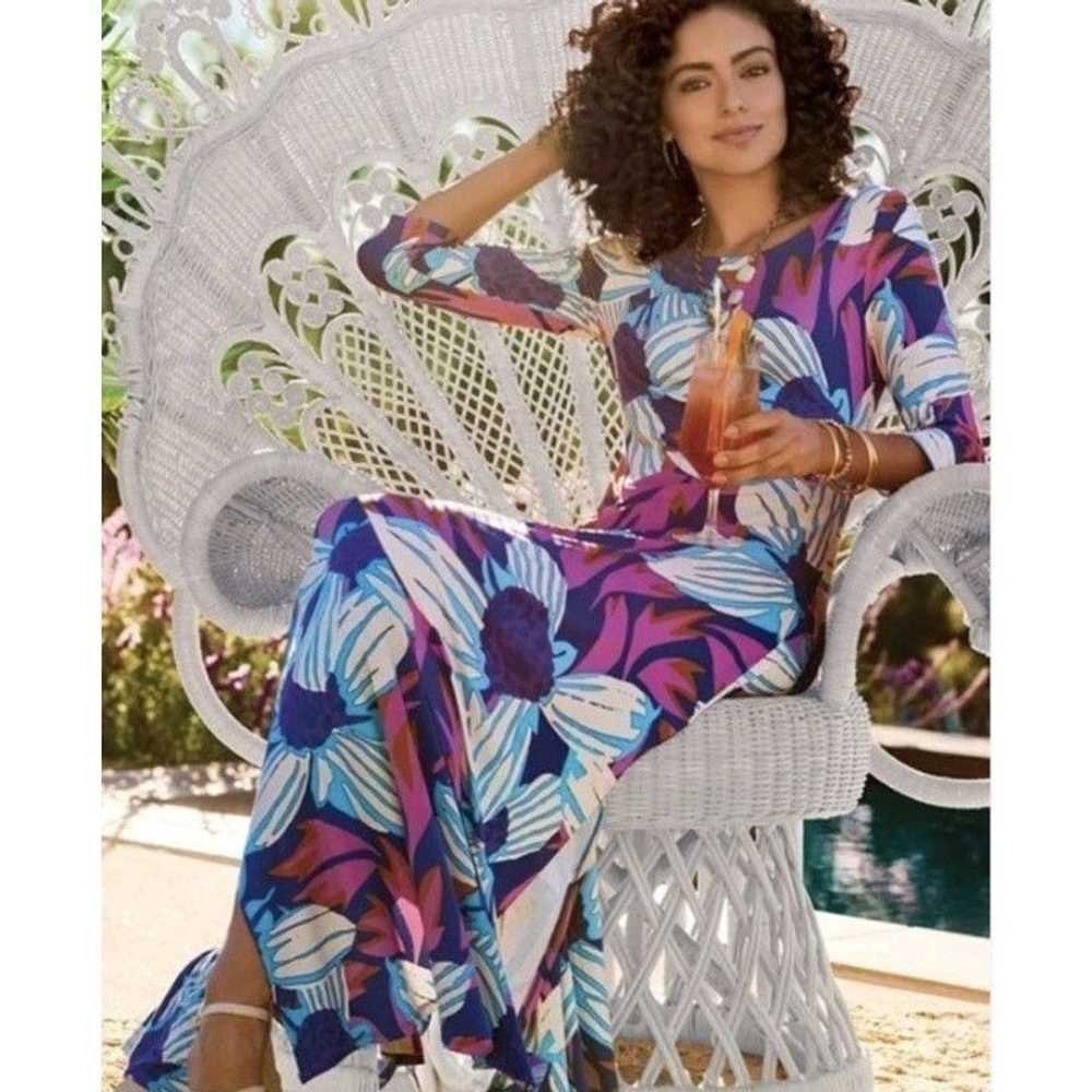 Soft Surroundings Serena Maxi Dress Womens XL Floral Stretch Bohemian Eclectic